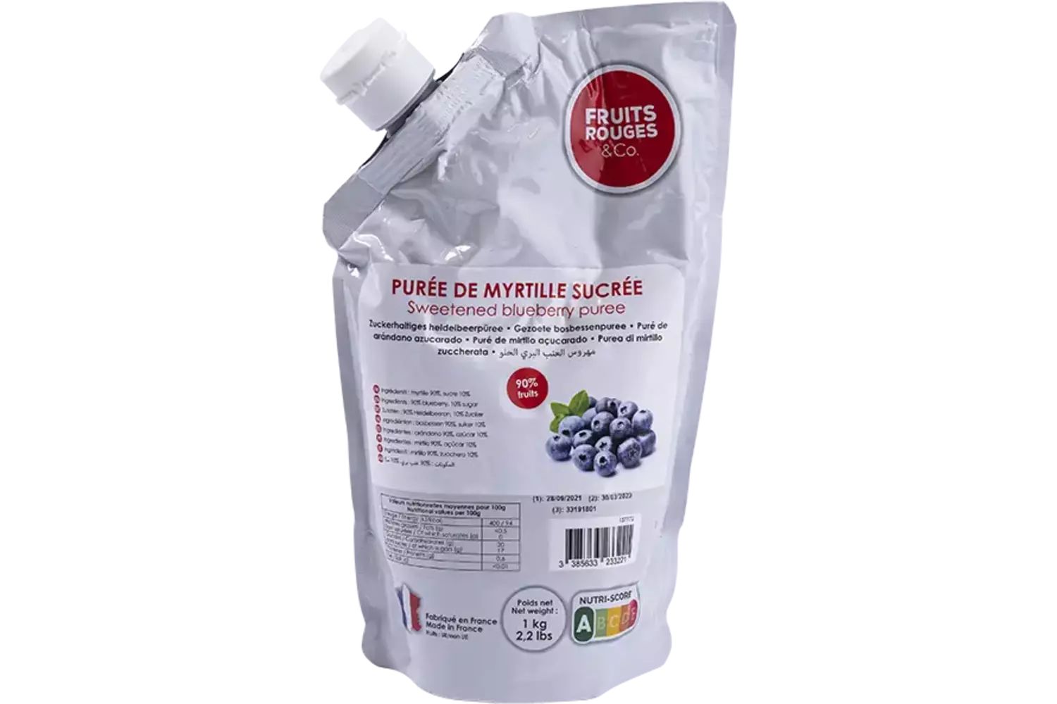 Fruitpuree bosbes 1kg stuk